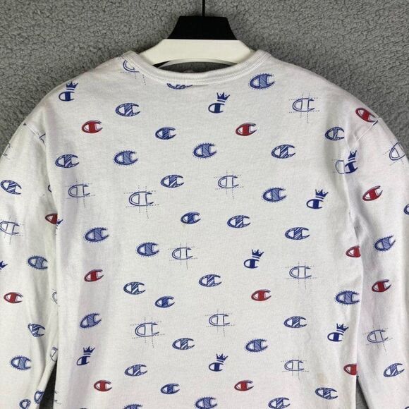 Champion Pajama Shirt‎ Allover Print Mens Sleep Sleepwear Graphic Lounge White M - Picture 3 of 12